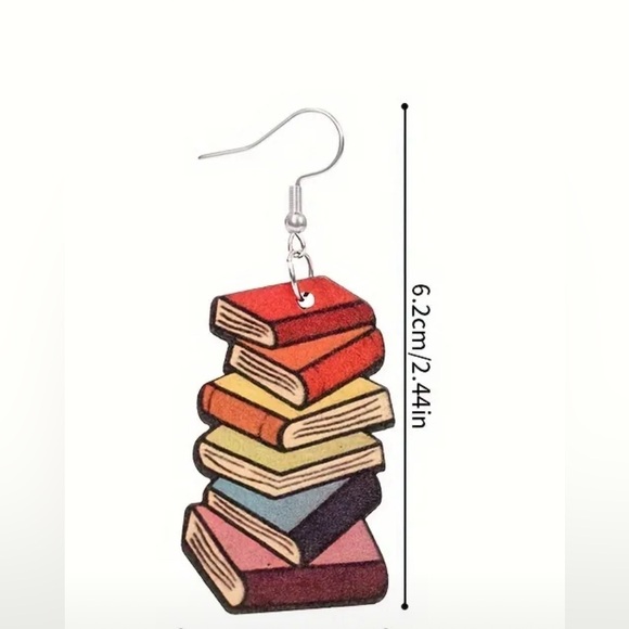 Dangling earrings book lovers bookeorms teacher’s day graduation gift - Picture 1 of 7